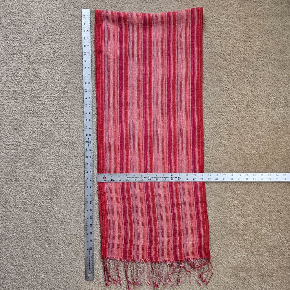 NWT Eddie Bauer 100% Linen Pink Red Stripe Scarf - Picture 7 of 7
